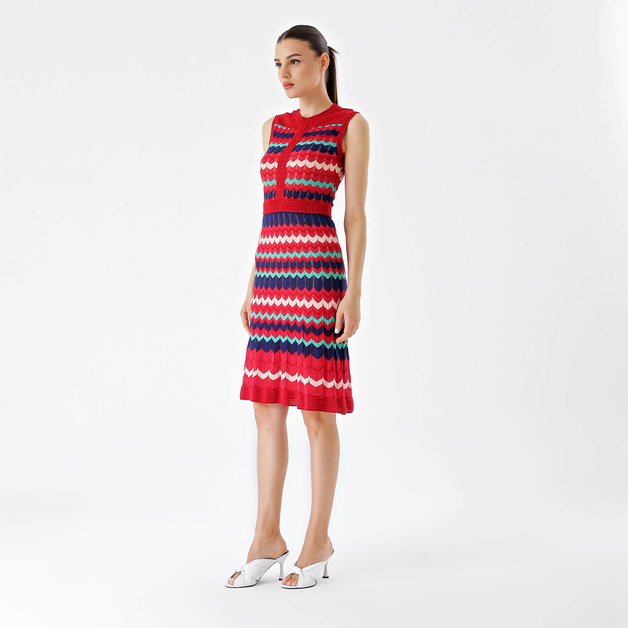 Missoni - Red Shiny&Multicolor Sleeveless Dress